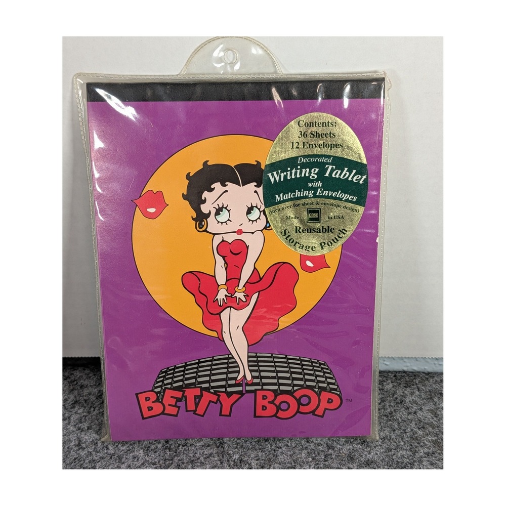Vintage 2002 Betty Boop Stationery Set Writing Tablet 36 Sheets 12 Envelopes